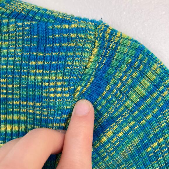 Y2K Forever 21 Womens L FLAW Blue Green Square Neck Space Dye Crop Top Festival - Picture 7 of 8